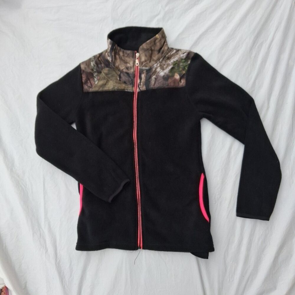 PERFORMANCE FLEECE S Women's JACKET BLACK  CAMO PINK Outdoor Full Zip Cozzy Warm